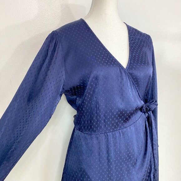Aritzia Blue Long Sleeve Wrap Cocktail Dress - Picture 5 of 12